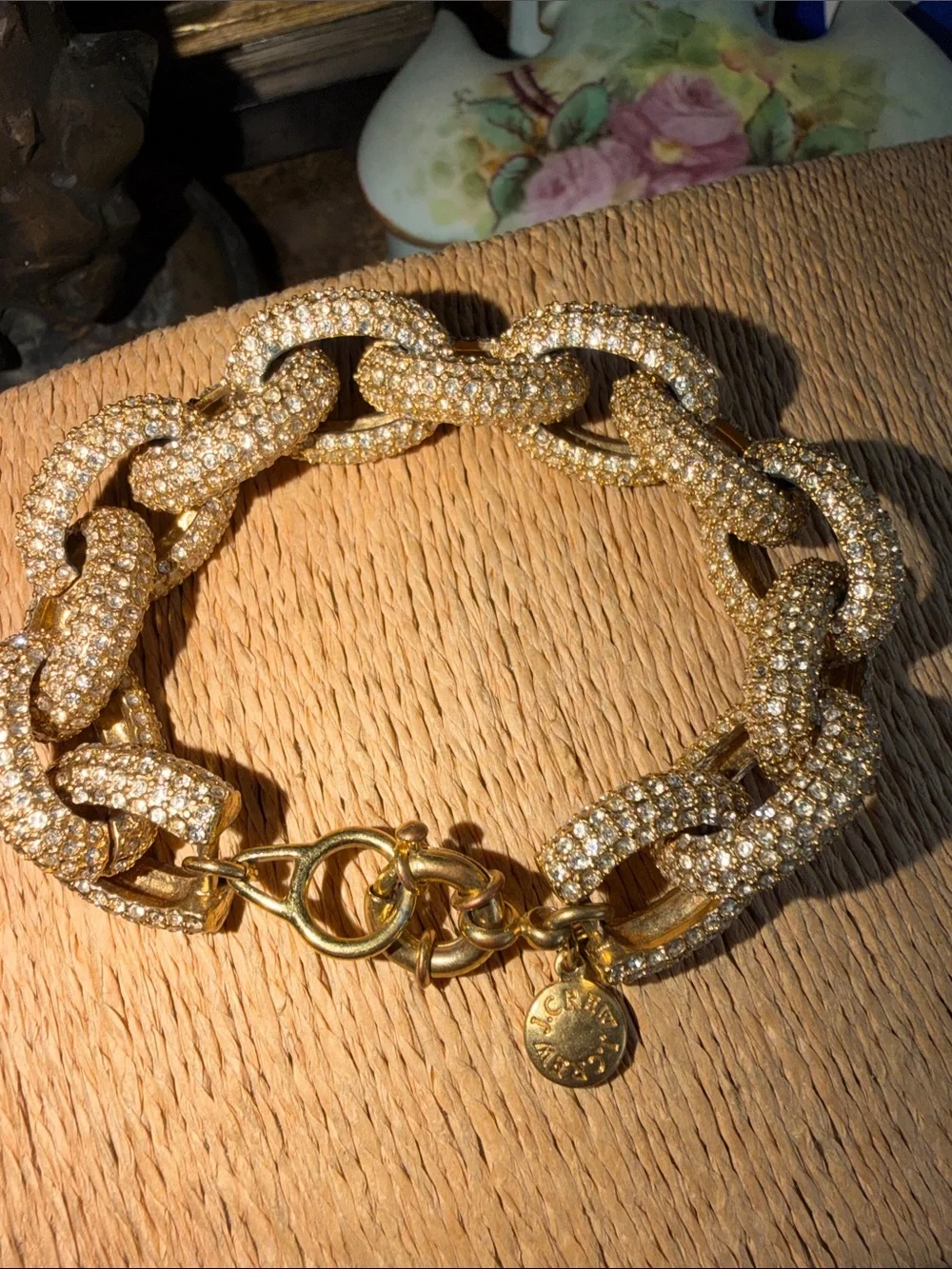 J. Crew Gold Crystal Pavé Link Bracelet